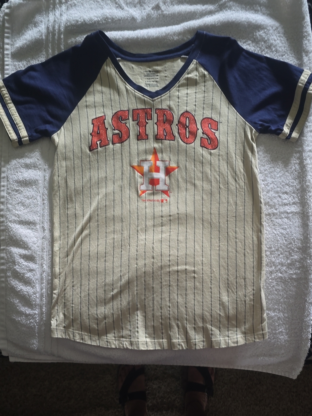 Genuine Merchandise Cream and Navy Houston Astros Kids Raglan Tee